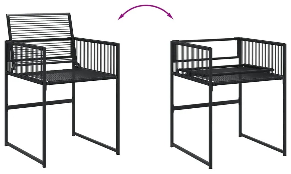 15 részes fekete polyrattan kerti étkezőgarnitúra