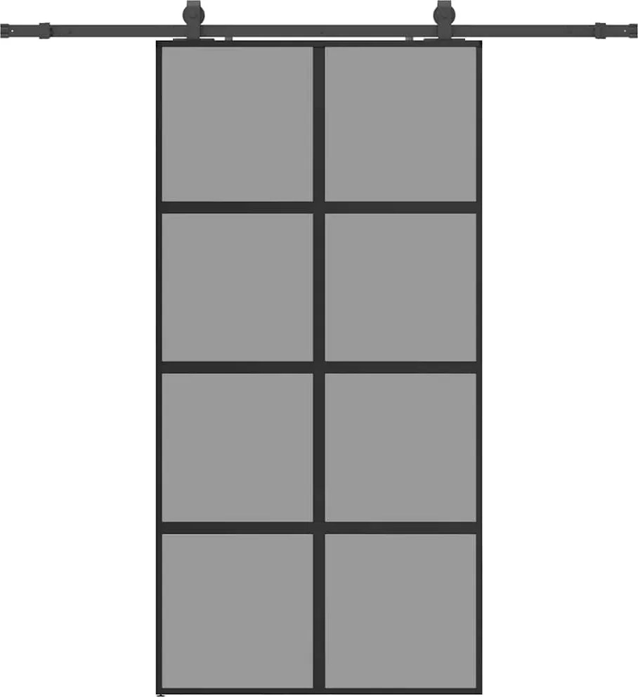 vidaXL fekete edzett üveg tolóajtó fémszerelék szettel 102,5x205 cm