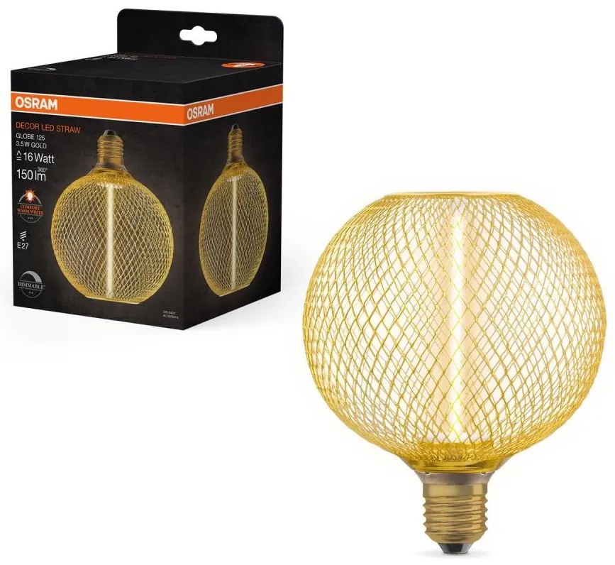 LED Dimmelhető izzó DECOR  FILAMENT G125 E27/3,5W/230V 1800K arany - Osram