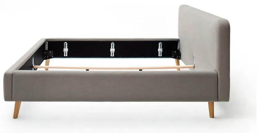 Szürkésbarna kárpitozott franciaágy ágyrács nélkül 180x200 cm Mattis – Meise Möbel