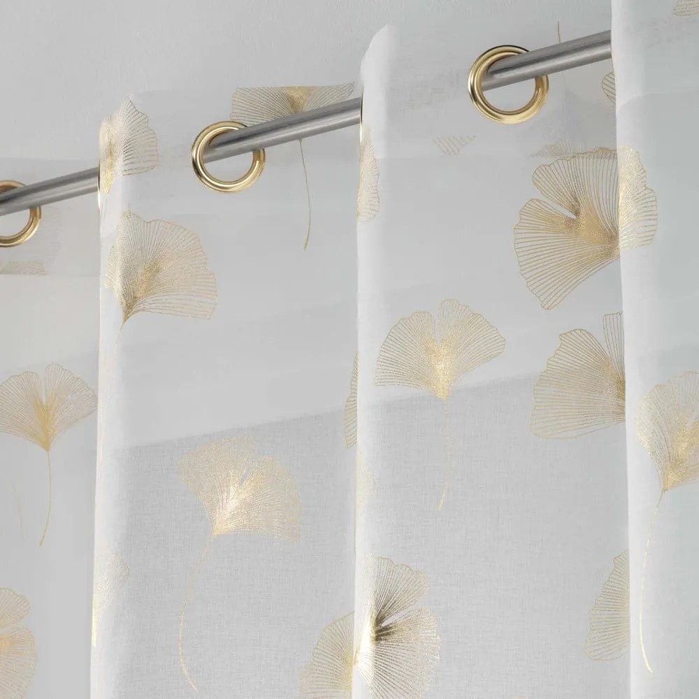 Fehér-aranyszínű átlátszó függöny 140x240 cm Ginkgold – douceur d'intérieur