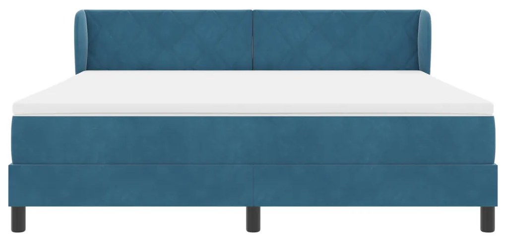 Boxspring Ágy Matrac Kék 180x200 cm Bársony