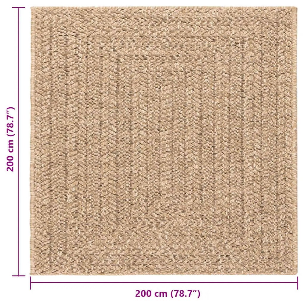 ZIZUR bézs juta hatású beltéri és kültéri szőnyeg 240 x 240 cm