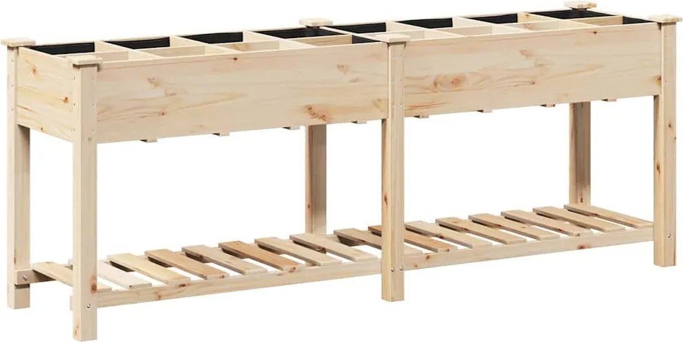 vidaXL Kerti cserép Bézs 203,5 x 53 x 76,5 cm Szilárd fenyőfa