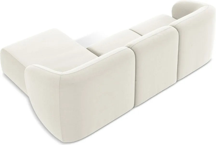 Bézs bársony sarokkanapé (jobb oldali-heverő résszel) Lani – Makamii