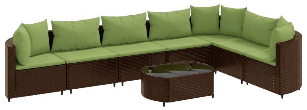 8 részes barna polyrattan kerti ülőgarnitúra párnákkal