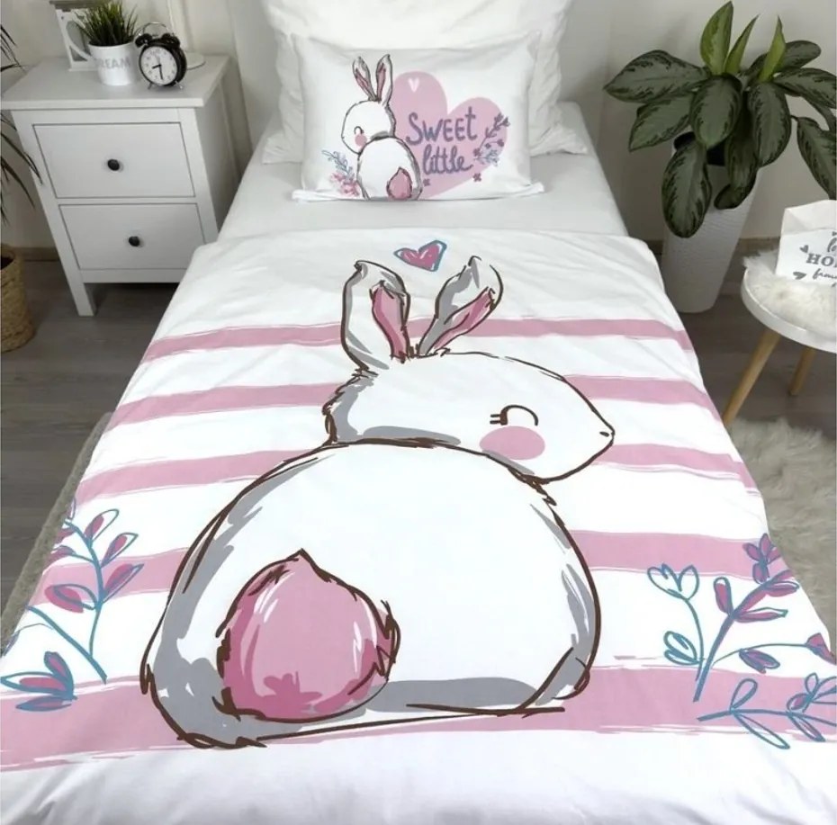 Pamut ágynemű babáknak BUNNY SWEET fehér Ágyneműhuzat mérete: 40 x 60 cm | 100 x 135 cm