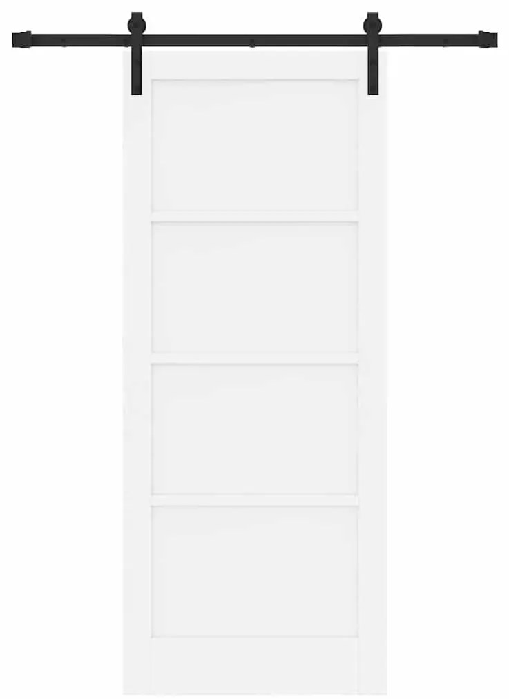 Csúszóajtó Fehér és fekete 83 x 202 cm Tömör fenyő és acél