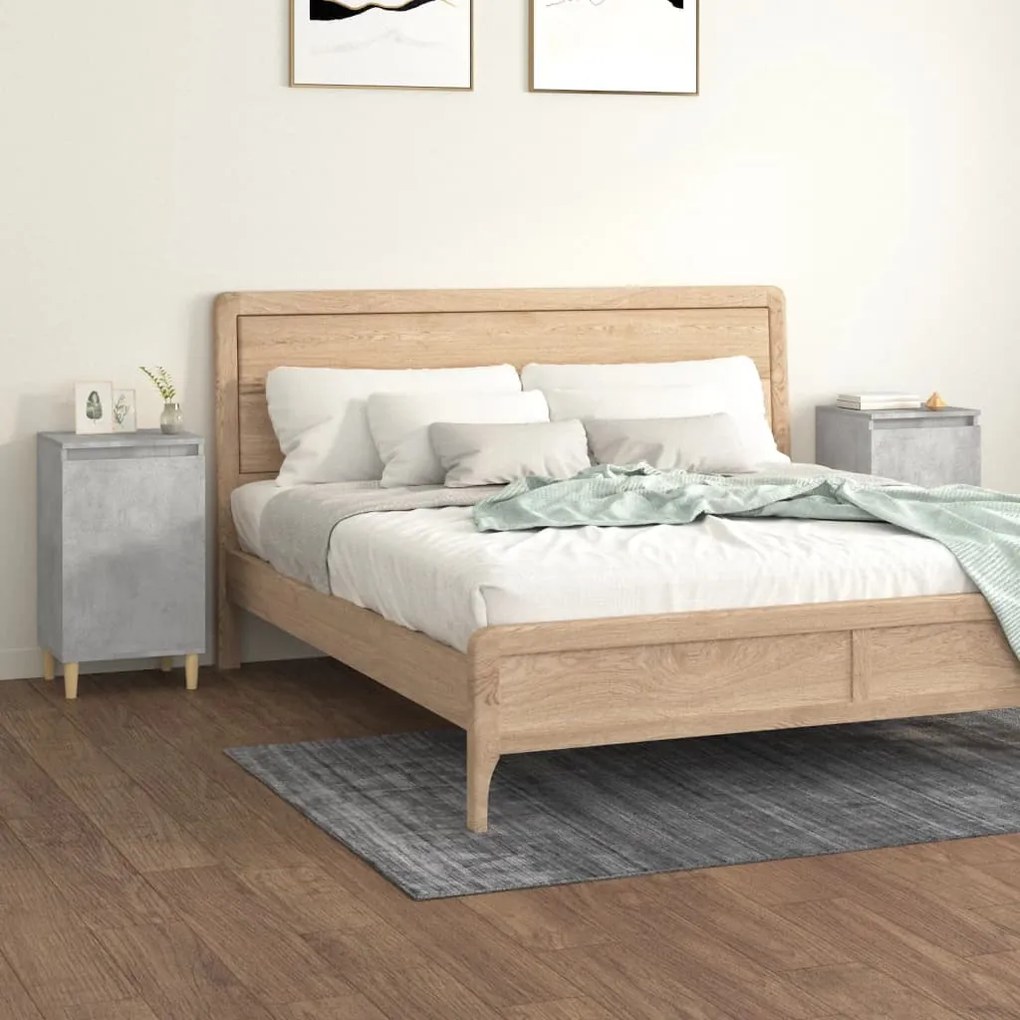 2 db betonszürke szerelt fa éjjeliszekrény 40x35x70 cm