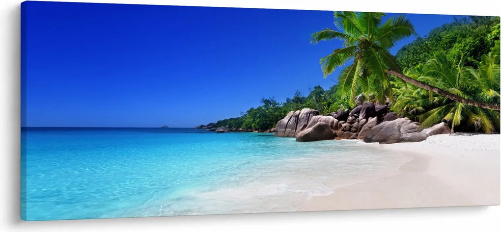 Kép a strandról a Praslin szigeten (120x50 cm)