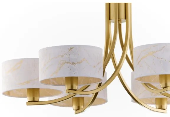 Jupiter 2098 - Láncos csillár ARTHUR 6xE27/15W/230V fehér/arany/márvány dekor