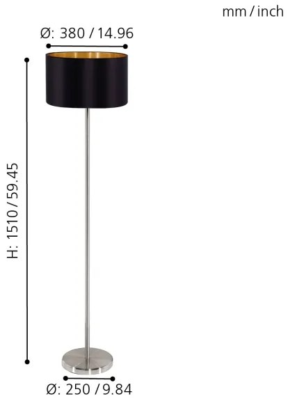 Eglo 95169 - Állólámpa MASERLO 1xE27/60W/230V