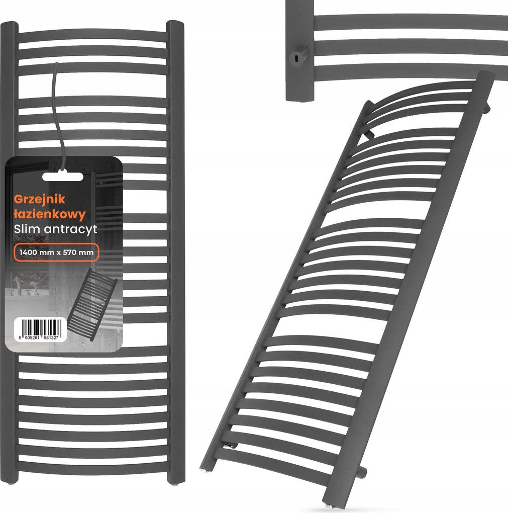 Fürdőszobai radiátor Slim létra vízradiátor 1400 x 570 mm Antrac 2G