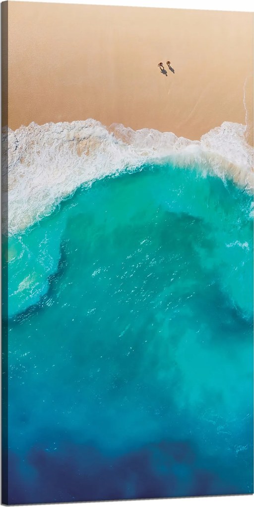 Vászonkép Tengerpart Emberek Hullámok Víz Nyaralás 60x120 cm