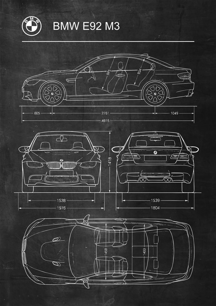 Poszter Bmw E92 M3 Retro Patent Poster diagram