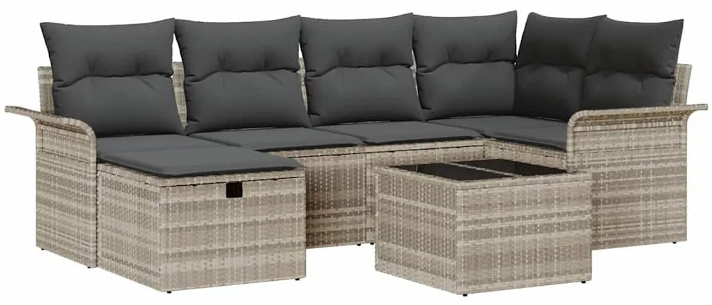 Kerti Kanapé Szett 7 pcs Világosszürke 242.5 x 132.5 x 85 cm