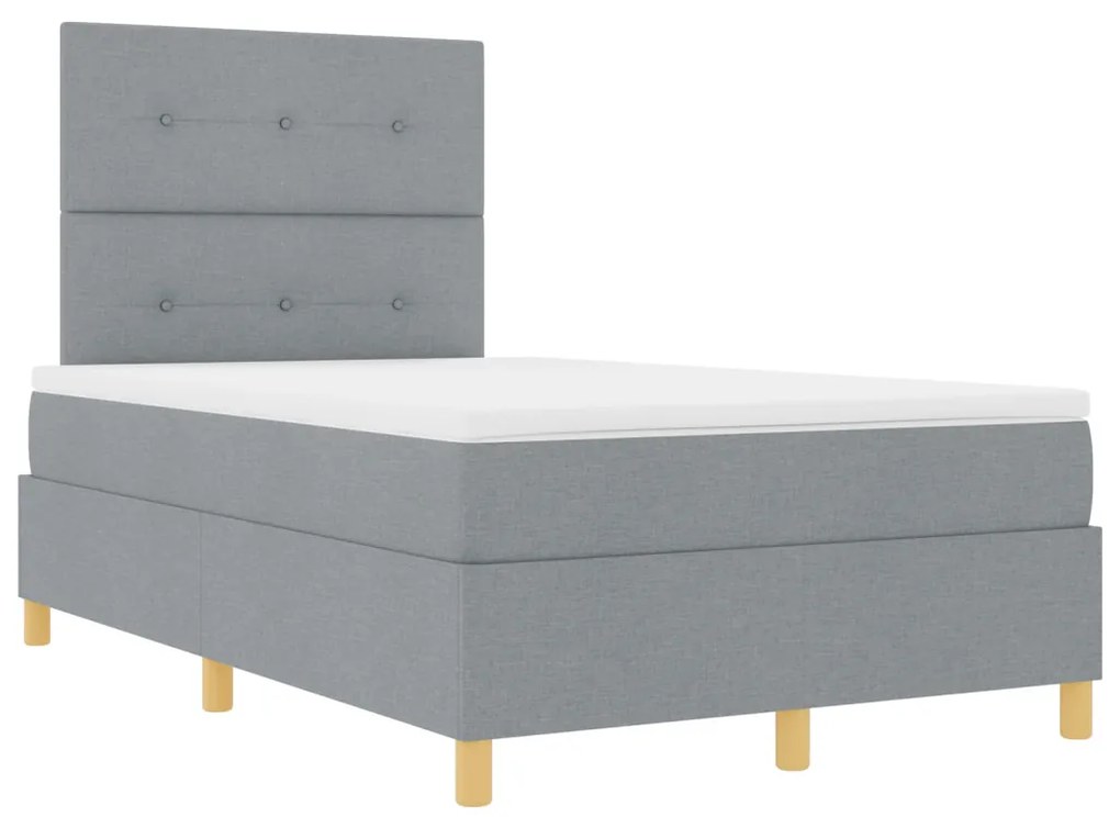 Box Spring Ágy Matrac &amp; LED Világosszürke 120x190 cm Szövet