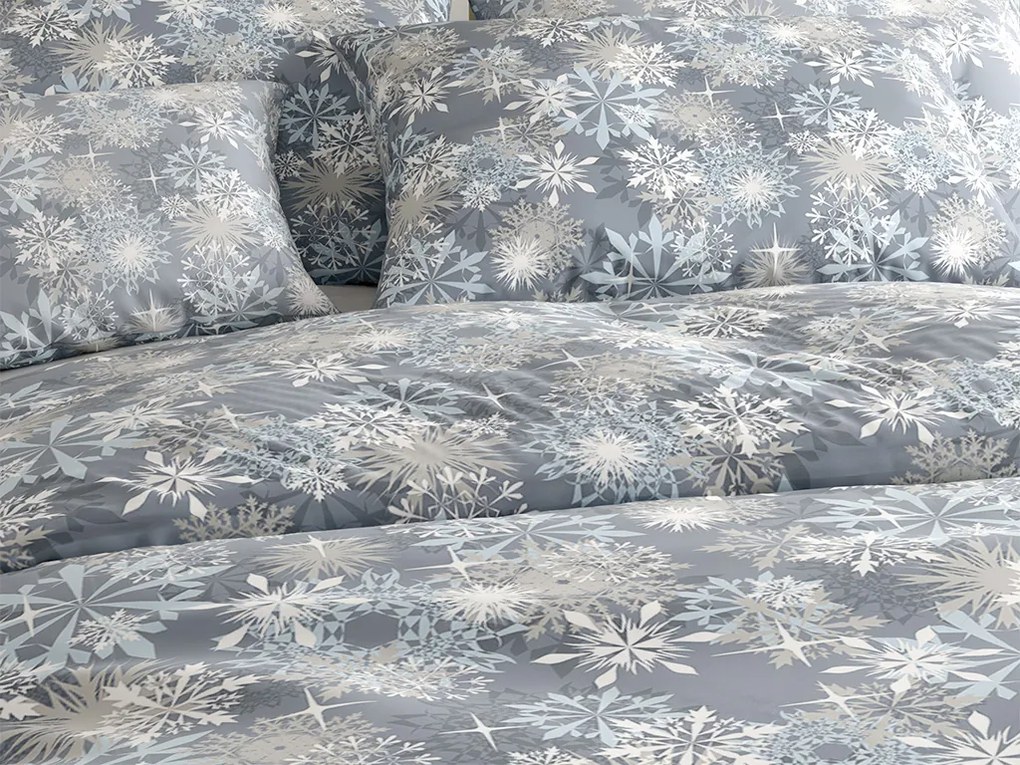 SNOWFLAKE kékesszürke mikroszálas flanel ágyneműhuzat Ágyneműhuzat mérete: 2 db 70 x 90 cm | 200 x 220 cm