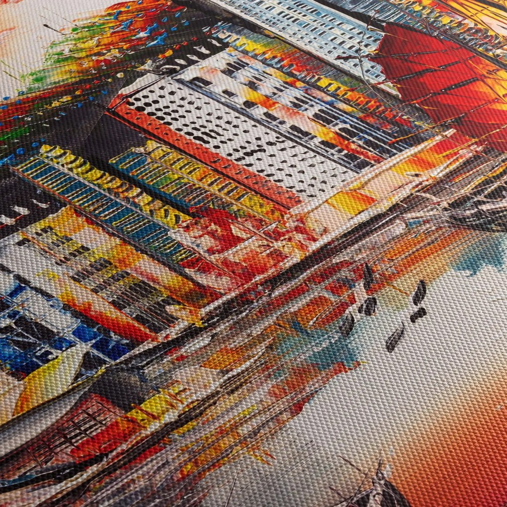 Kép - Victoria Harbour, Hong Kong, olajfestmény (120x50 cm)