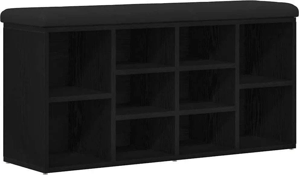 vidaXL Cipőpad polcokkal Fekete tölgy 102 x 32 x 50 cm Faanyag