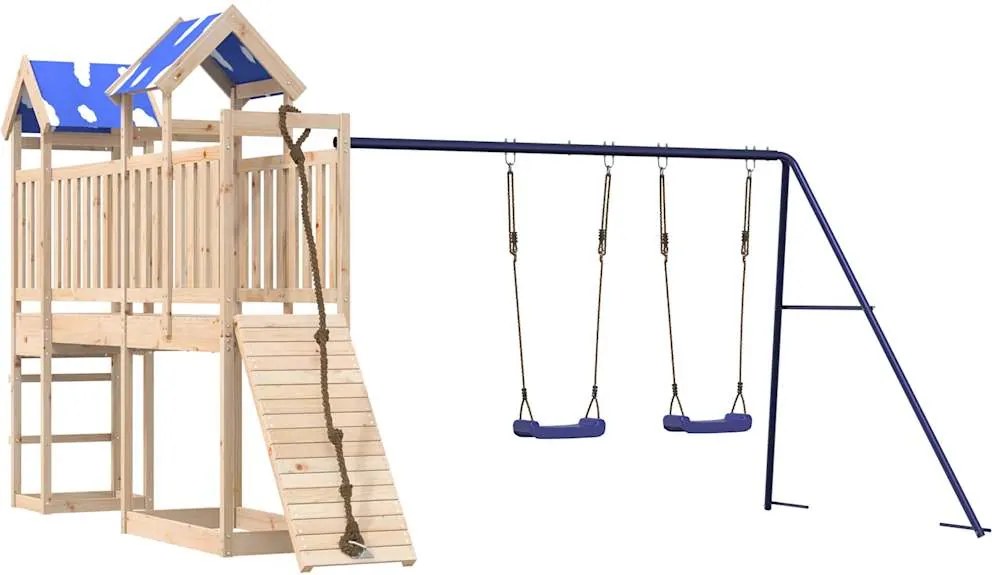 vidaXL tömör fenyőfa kültéri játszószett