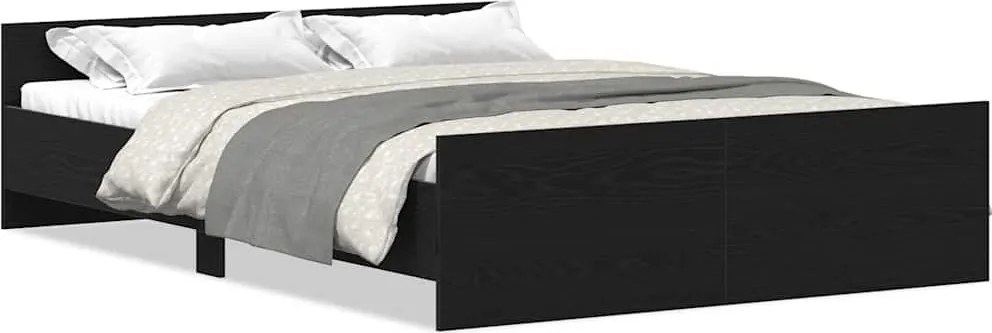 vidaXL fekete tölgy színű szerelt fa ágykeret matrac nélkül 140x200 cm