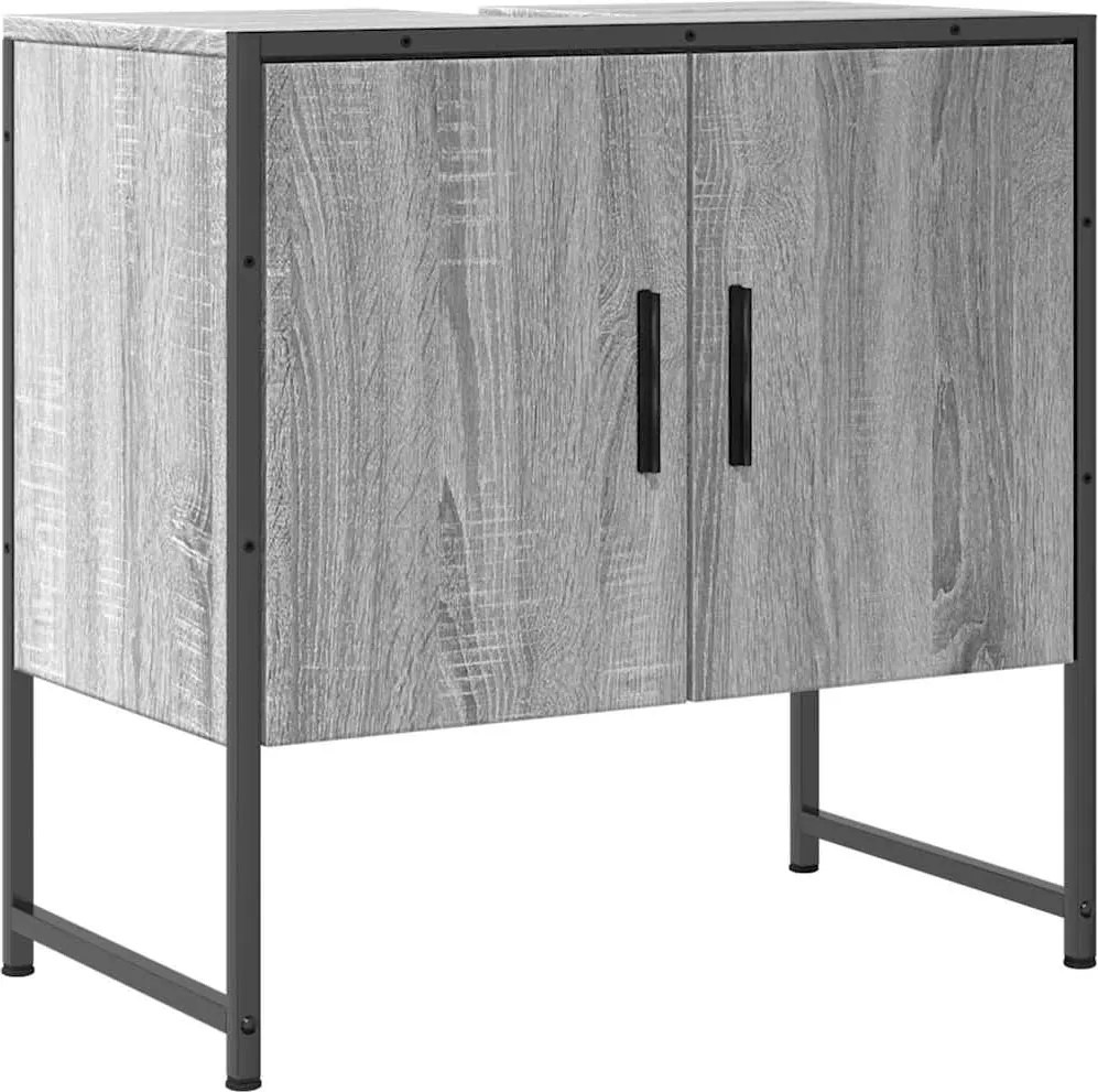 vidaXL szürke sonoma szerelt fa fürdőszobai mosdószekrény 60x33x60 cm