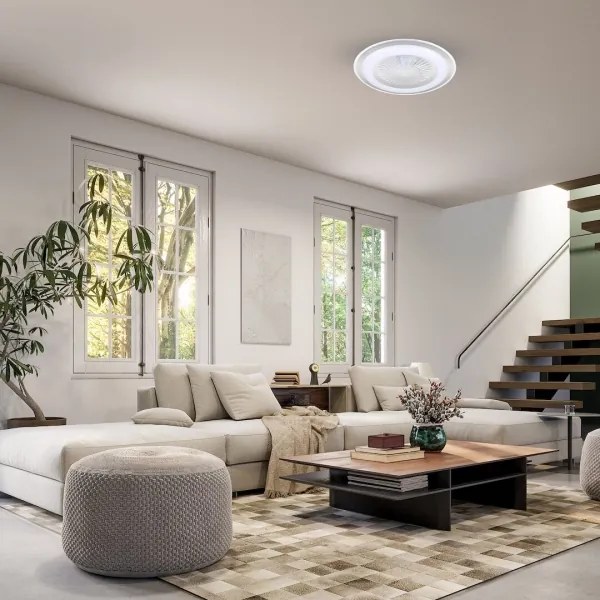 LED Dimmelhető mennyezeti lámpa ventilátorral ZONDA LED/48W/230V ezüst + távirányító