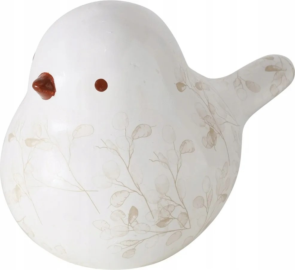 Kerámia Figura Dekoratív Kézzel Festett Madár Fehér Díszített