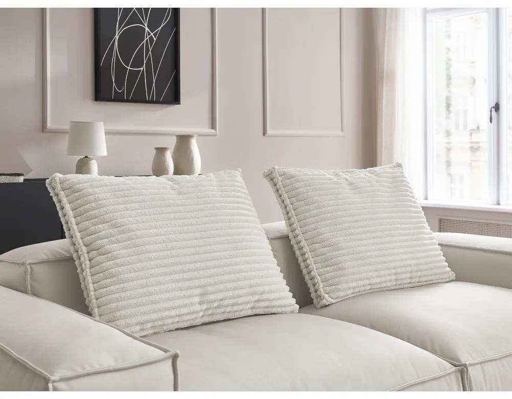 Bézs bőrutánzat kanapé 260 cm Boheme – Bobochic Paris