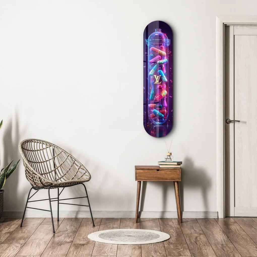 Colorful LV Tube edzett üvegkép, 20 x 80 cm