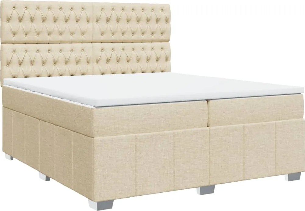 vidaXL krémszínű szövet rugós ágy matraccal 200 x 200 cm