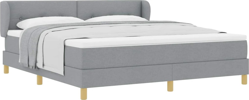 vidaXL Boxrugós ágy matracmal Világosszürke 180 x 200 cm szövet