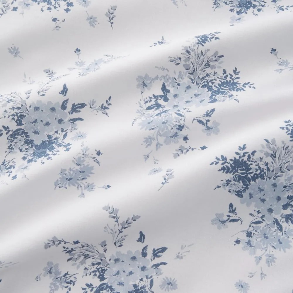 Fehér-kék egyszemélyes ágyneműhuzat 135x200 cm Lucie Floral Frill – Catherine Lansfield
