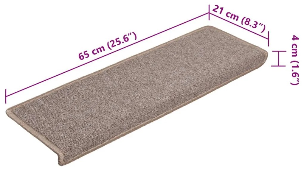 15 db világosszürke lépcsőszőnyeg 65x21x4 cm