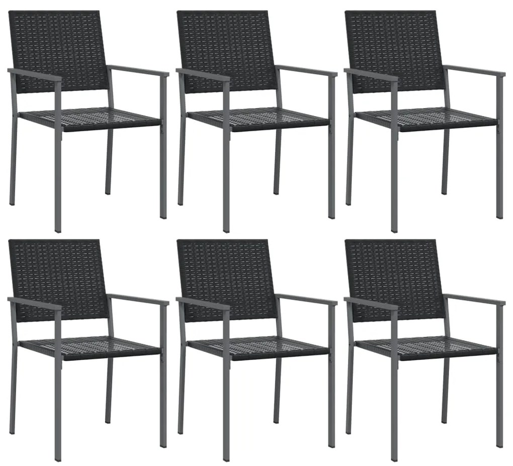 vidaXL 6 db fekete polyrattan kerti szék párnával 54x62,5x89 cm