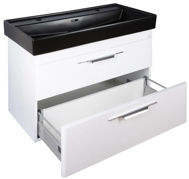 TMP LUX 100D fali fürdőszobabútor - CeraStyle SHARP FEKETE DUPLA csaplyukas mosdóval - 100 x 48 cm