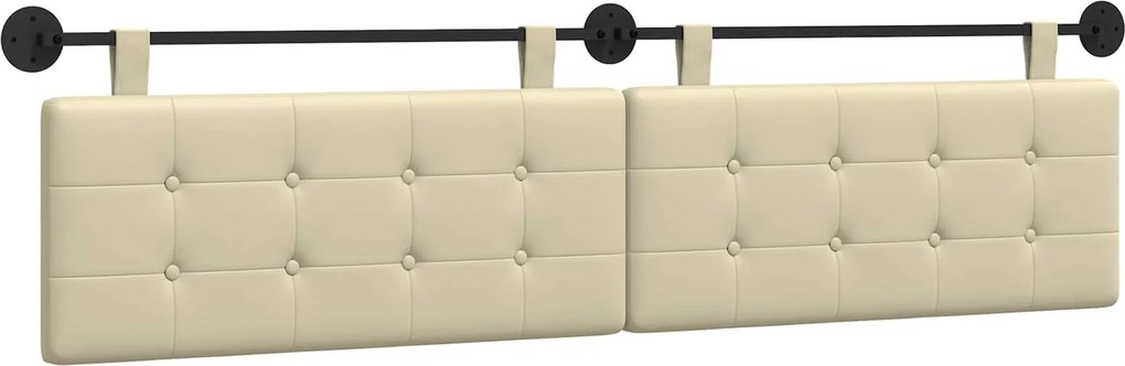 vidaXL Fali Fejtámla Falra szerelhető Krém 210 x 55 x 5 cm Műbőr