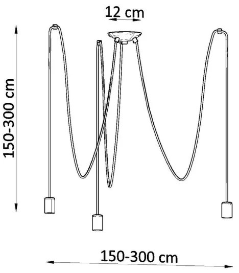 Sollux SL.0370 - Csillár zsinóron EDISON 3 3xE27/60W/230V pók fekete