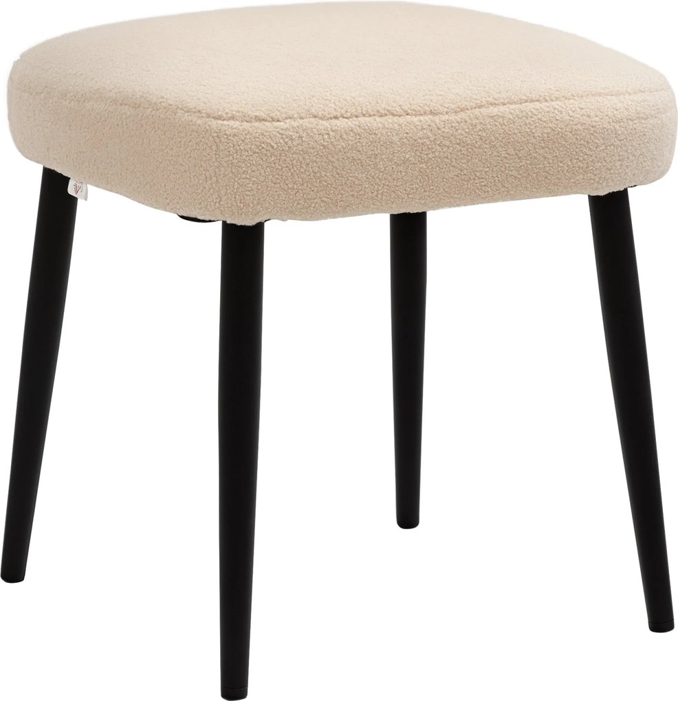 HOMCOM Puff, Négyzetes Díszpárna Puff, Lábpihenő, Kasmírszerű Anyag, Acél Lábbal, Nappaliba és Hálószobába, Bézs, 42 x 42 x 43 cm | Aosom