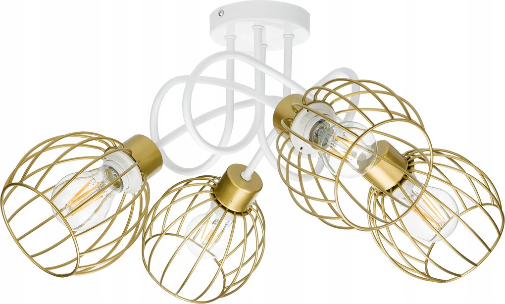 Mennyezeti lámpa csillár lógó Loft göndör drót gömb 4x E27 arany