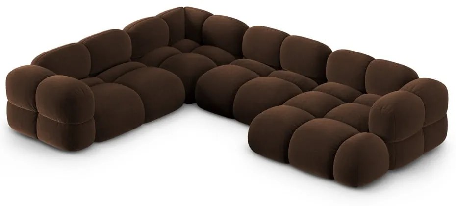 Sötétbarna bársony sarokkanapé (bal oldali-U alakú) Loretto – Cosmopolitan Design