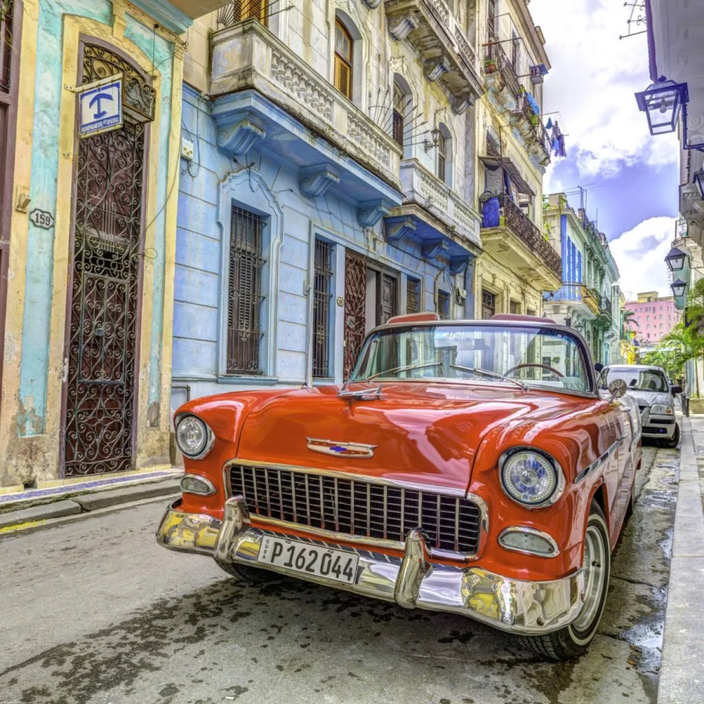 Poszter 70x70cm Antik autó Havannában, Assaf Frank