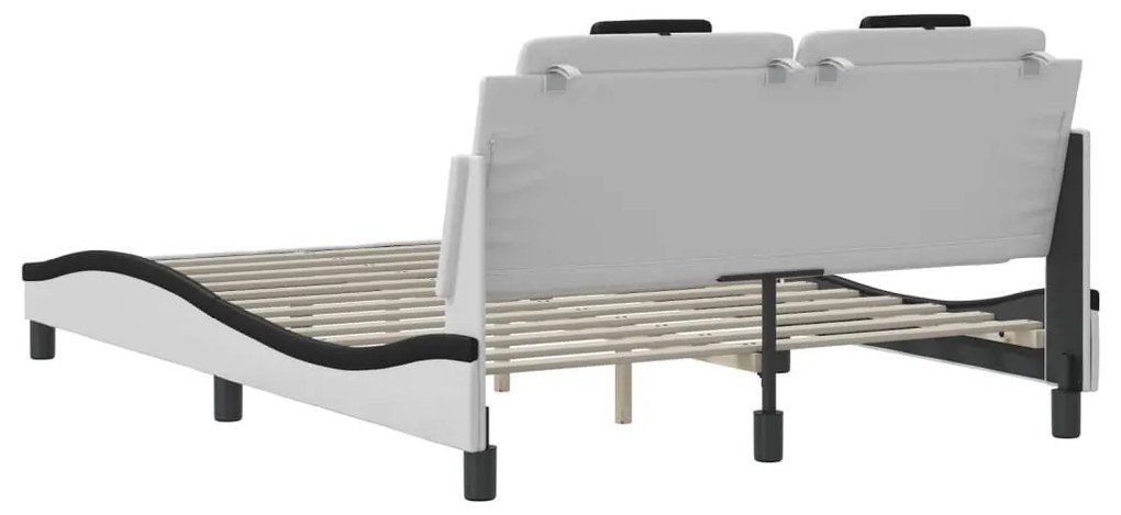 fehér és fekete műbőr ágykeret Viana matrac nélkül 140 x 190 cm