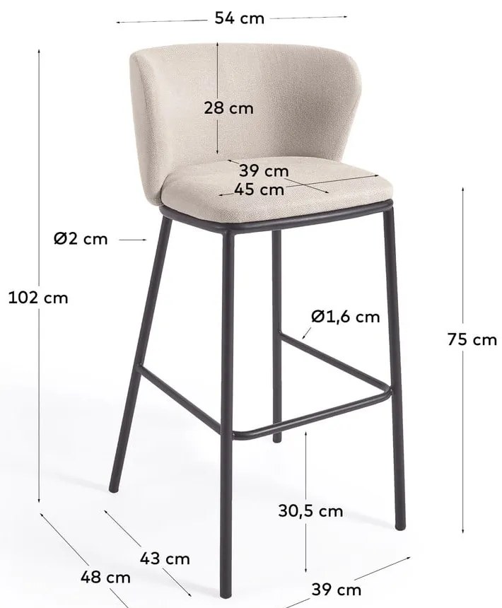 Bézs bárszék 102 cm Ciselia – Kave Home