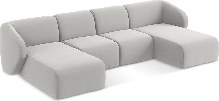 Világosszürke bársony (U alakú) sarokkanapé Lani – Makamii