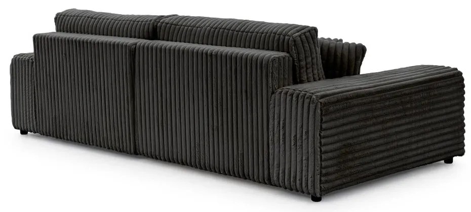 Sötétszürke kordbársony kinyitható-tárolóhelyes sarokkanapé (jobb oldali) Sarina – Ropez