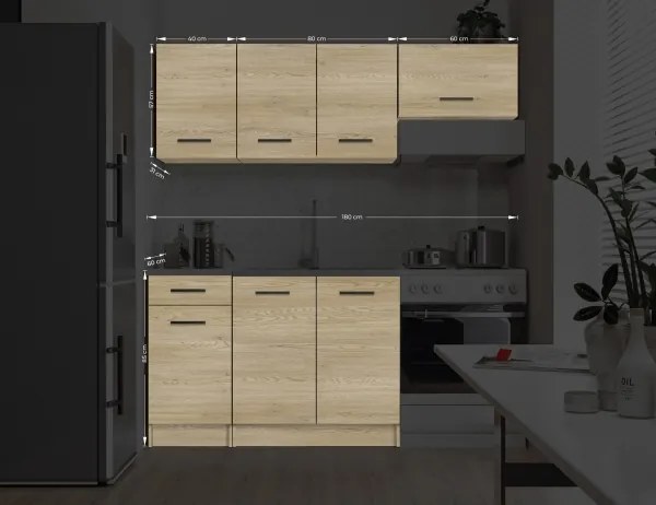 Konyhabútor PATRICIA 180 cm tölgy