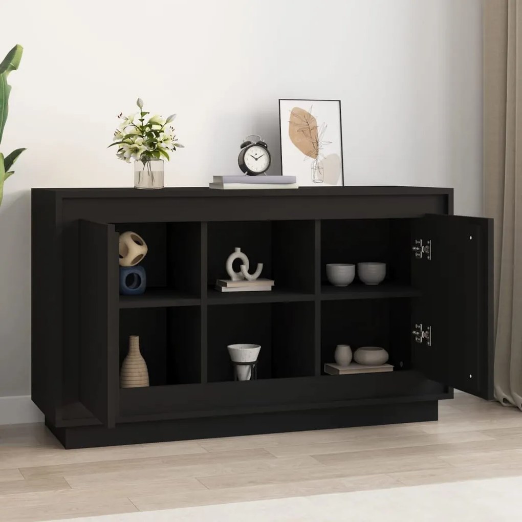 fekete szerelt fa tálalószekrény 102x35x60 cm