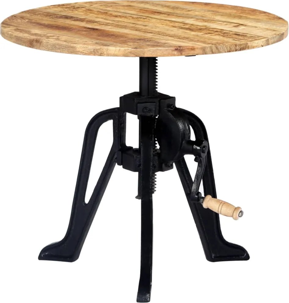 vidaXL tömör mangófa és öntöttvas kisasztal 60 x (46-63) cm